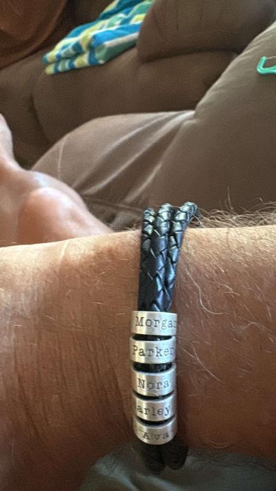 Bracelet avec Sphères Gravées pour Homme [Plaqué Or 18ct / Cuir Marron] 