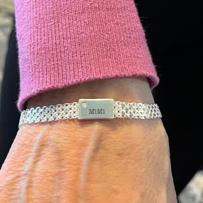 Milanaise Armband mit Gravur und Diamanten [Sterlingsilber]