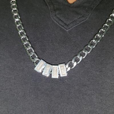 Cross Cuban Link Chain With Names - 8mm [18K Gold Plated]