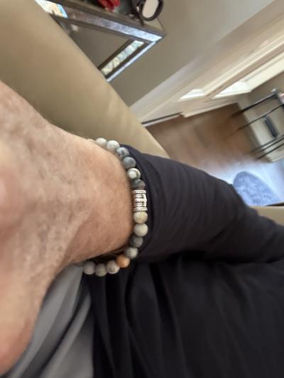 Cross Men Name Bracelet With Picasso Jasper Stones