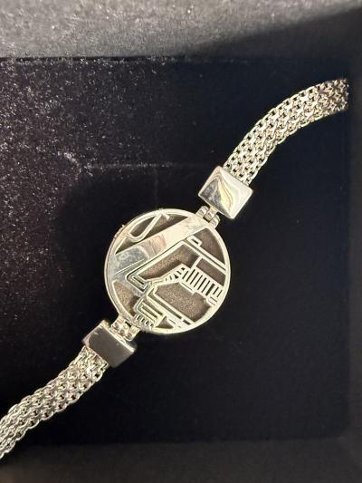 Bracelet Silhouette Carte des Lieux Précieux avec Chaîne Tressée [Vermeil 18ct]