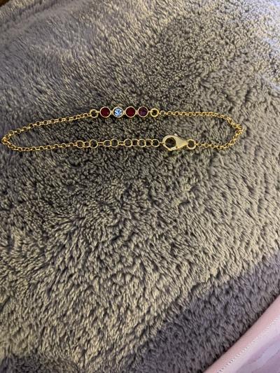 Talisa Stars Birthstone Bracelet With Diamond Heart [18K Gold Vermeil]