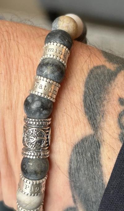 Familienbaum Armband für Herren aus Picasso Jaspis [Sterlingsilber]