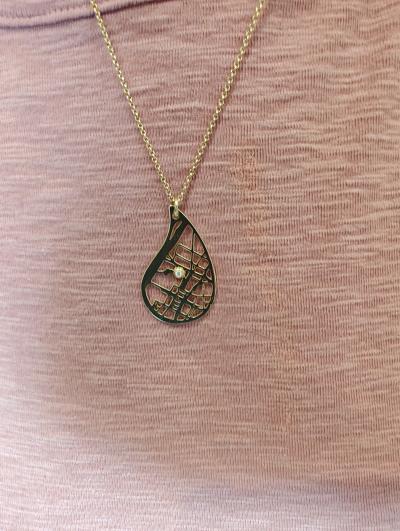 Ties of Heart Map Necklace [14 Karat White Gold]