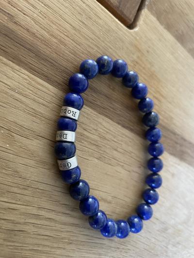 Kompass Herrenarmband aus Lapislazuli mit Gravur