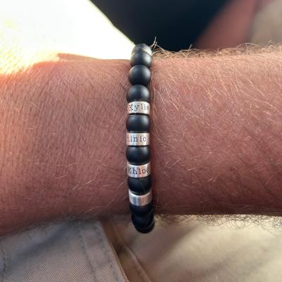 Bracelet Prénom Onyx Noir Serein pour Homme
