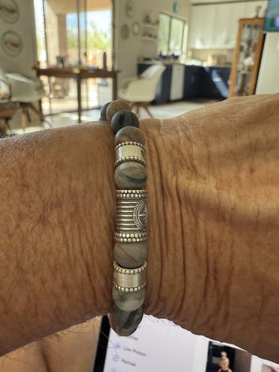 Familienbaum Armband für Damen aus Picasso Jaspis [Sterlingsilber]