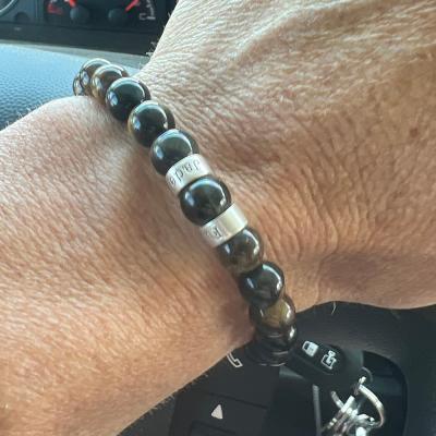 Bracciale da Uomo con Nome in Pietra Occhio di Tigre Verde