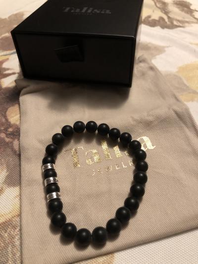 Serene Black Onyx Men Name Bracelet