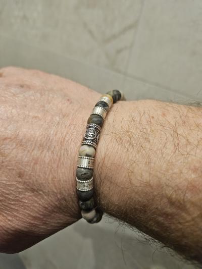 Familienbaum Armband für Herren aus Picasso Jaspis [Sterlingsilber]
