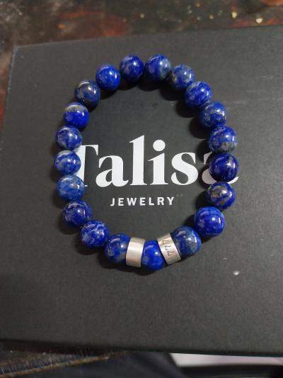Bracelet Lapis Lazuli avec Prénoms pour Femme [Vermeil 18ct]