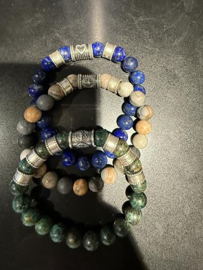 Bracelet Lapis Lazuli avec Prénoms pour Femme [Argent 925]