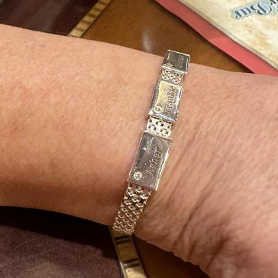 Milanaise Armband mit Gravur und Diamanten [Sterlingsilber]