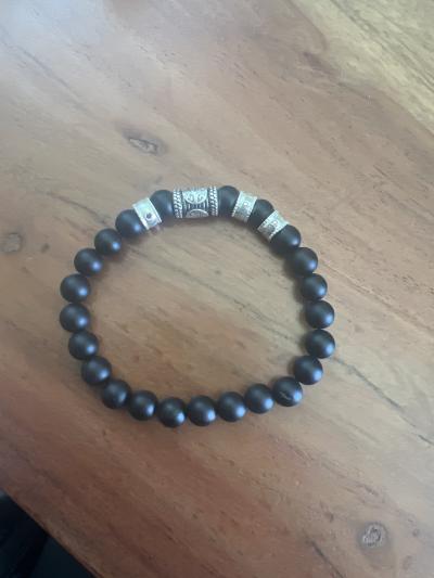 Bracelet Prénom Onyx Noir Serein pour Homme