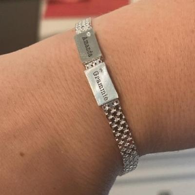Milanaise Armband mit Gravur und Diamanten [Sterlingsilber]