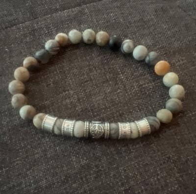Familienbaum Armband für Herren aus Picasso Jaspis [Sterlingsilber]