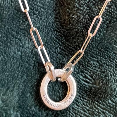 Collier Trombone Cercle de Famille avec Prénoms [Plaqué Or Rose 18ct]