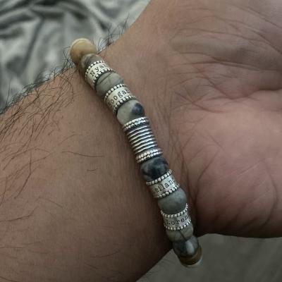 Pulsera Hamsa de Jaspe Picasso para Hombres