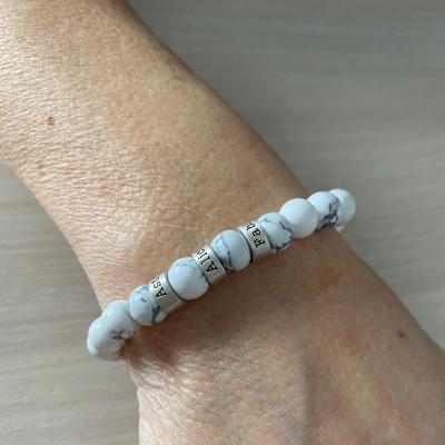 Bracciale da Donna con Nome in Howlite [Argento 925]