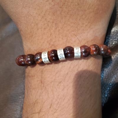 Namensarmband aus rotem Tigerauge für Herren