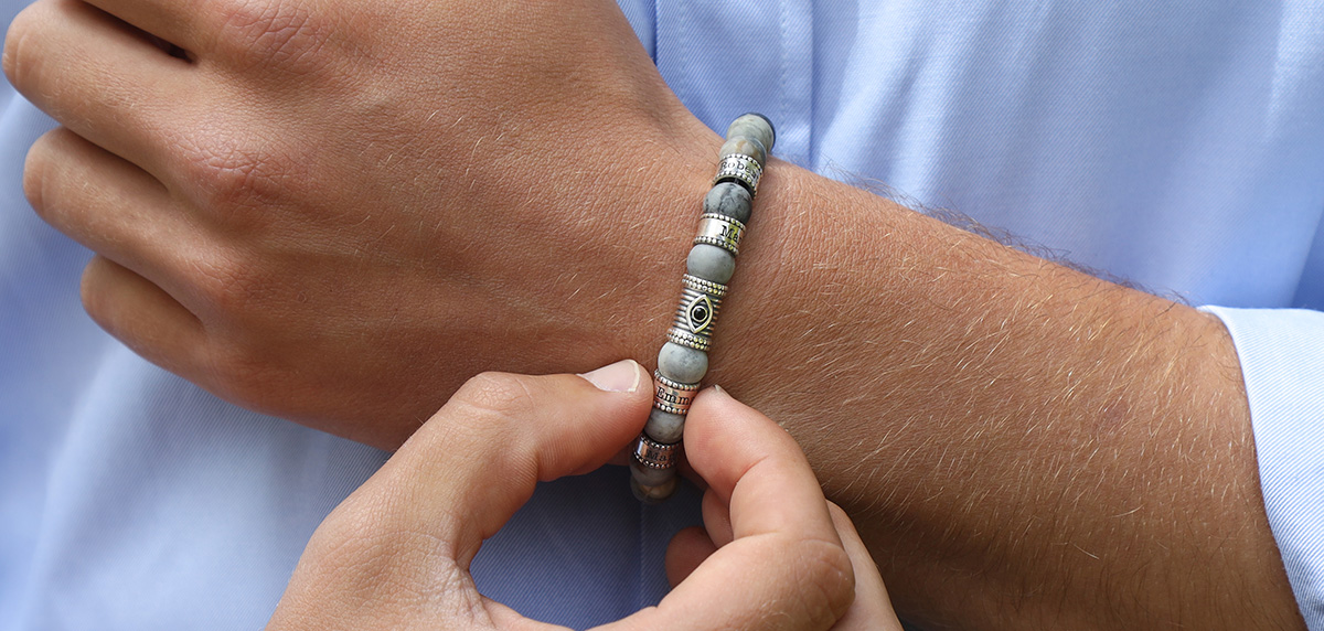 evil eye Bracelet with Picasso Stones