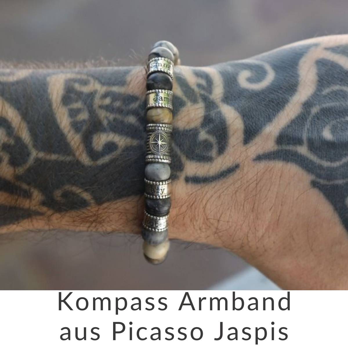 Kompass Armband aus PIcasso Jaspis