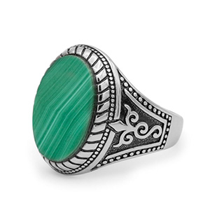 malachite stone ring for men