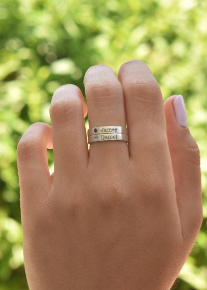 Talisa Name And Birthstone Ring [Sterling Silver]