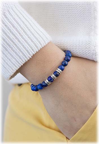 Lapis Lazuli Women Name Bracelet [Sterling Silver]